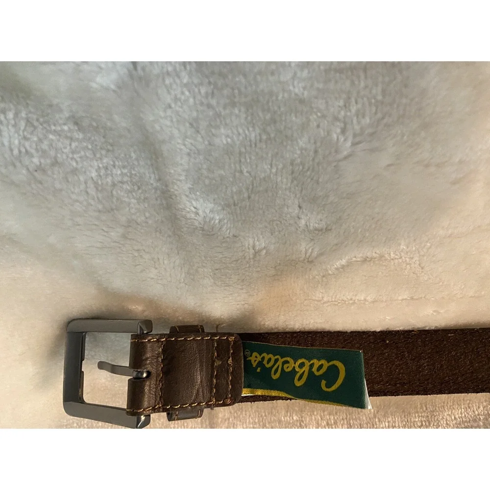 Candela's Belt Size 32 Dark Brown With Cameo Cloth In Center